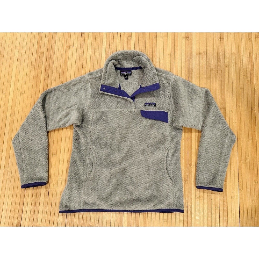 Patagonia Womens Gray Synchilla Long Sleeve Snap T Fleece Pullover Jacket Medium